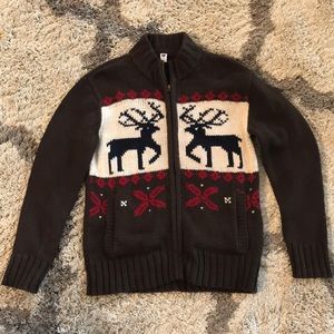 GAP BOYS REINDEER CHRISTMAS ZIP SWEATER SIZE M (8)